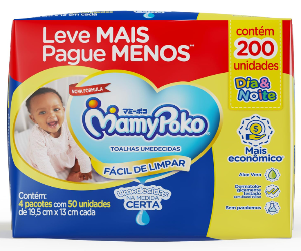 Toalhas Umedecidas MamyPoko Dia&Noite 200 unidades Branco