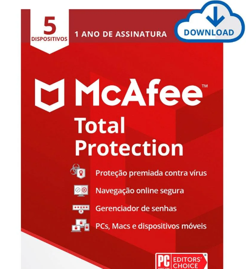 McAfee Total Protection - Proteção para 5 Dispositivos - 1 ano