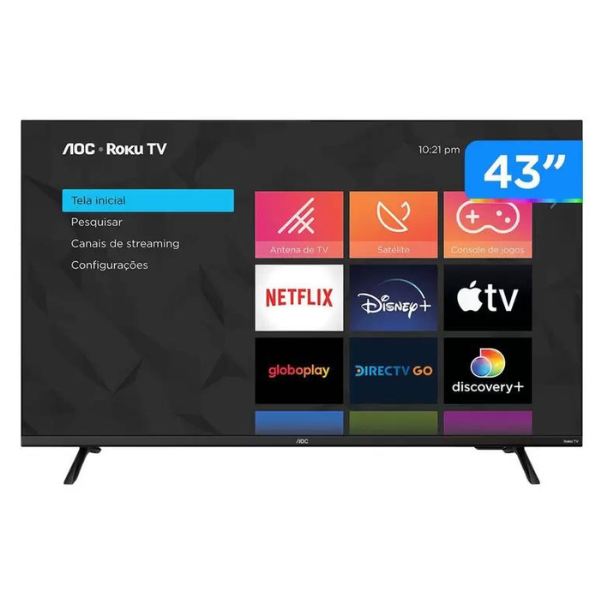 Smart TV 43 Full HD D-LED AOC 43S5135/78G - VA Wi-Fi 3 HDMI 1 USB